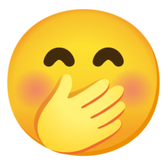 Bagaimana Wajah dengan tangan menutup mulut emoji terlihat di Google.