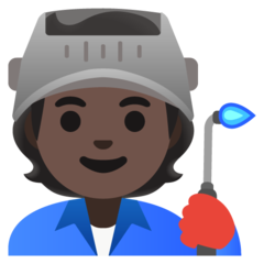 Jak wygląda emoji Pracownik fabryki: karnacja ciemna w Google.