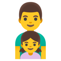 Hvordan Familie: mand og pige emoji ser ud på Google.