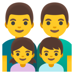 A quoi ressemblent les emoji Famille: homme, homme, fille et garçon sur Google.