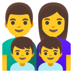 How Family: Man, Woman, Boy, Boy emoji looks on Google.