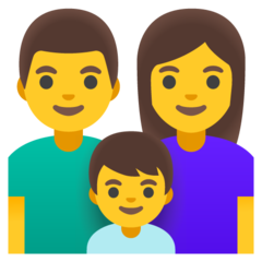 A quoi ressemblent les emoji Famille: homme, femme et garçon sur Google.