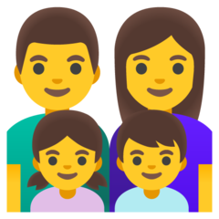 Como o emoji do Família: homem, mulher, menina e menino é exibido no Google.