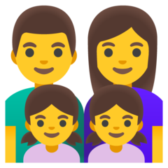 How Family: Man, Woman, Girl, Girl emoji looks on Google.