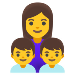 Hvordan Familie: kvinde, dreng og dreng emoji ser ud på Google.