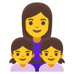 Hvordan Familie: kvinde, pige og pige emoji ser ud på Google.