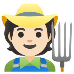 How Farmer: Light Skin Tone emoji looks on Google.