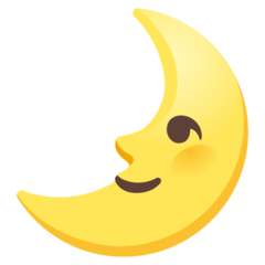 How First Quarter Moon Face emoji looks on Google.