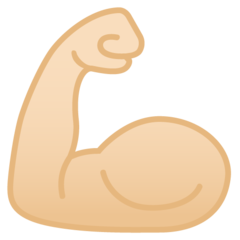 How Flexed Biceps: Light Skin Tone emoji looks on Google.