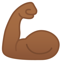 Jak wygląda emoji Napięty biceps: karnacja średnio ciemna w Google.