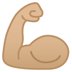 How Flexed Biceps: Medium-Light Skin Tone emoji looks on Google.