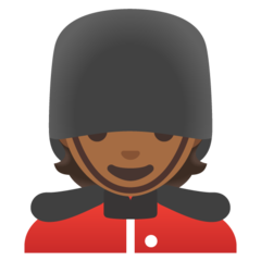 How Guard: Medium-Dark Skin Tone emoji looks on Google.