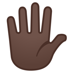 How Hand with Fingers Splayed: Dark Skin Tone emoji looks on Google.