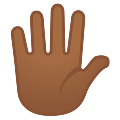 How Hand with Fingers Splayed: Medium-Dark Skin Tone emoji looks on Google.