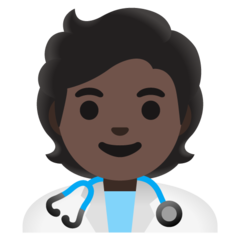 A quoi ressemblent les emoji Professionnel de la santé (tous genres): peau foncée sur Google.