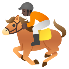 How Horse Racing: Dark Skin Tone emoji looks on Google.