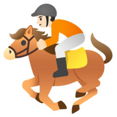 How Horse Racing: Light Skin Tone emoji looks on Google.