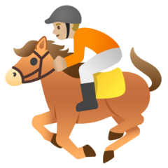 How Horse Racing: Medium-Light Skin Tone emoji looks on Google.