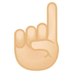 Wie Nach oben weisender Zeigefinger von vorne: helle Hautfarbe Emoji auf Google aussieht.