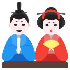 Como o emoji do Bonecas japonesas é exibido no Google.