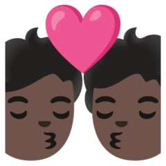 How Kiss: Dark Skin Tone emoji looks on Google.