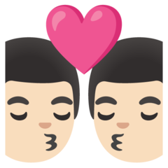 איך נשיקה: איש, איש, גוון עור בהיר emoji נראה על Google.