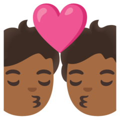 How Kiss: Medium-Dark Skin Tone emoji looks on Google.