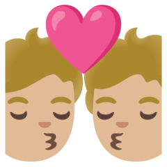 How Kiss: Medium-Light Skin Tone emoji looks on Google.