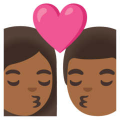 A quoi ressemblent les emoji Bisou : femme, homme et peau mate sur Google.