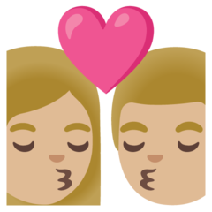 איך נשיקה: אישה, איש, גוון עור בהיר בינוני emoji נראה על Google.