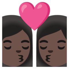 A quoi ressemblent les emoji Bisou : femme, femme et peau foncée sur Google.