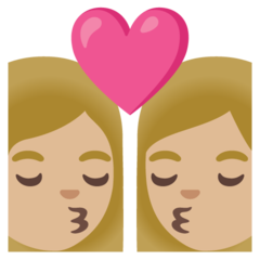 Come Bacio tra coppia: donna, donna e carnagione abbastanza chiara emoji appare su Google.