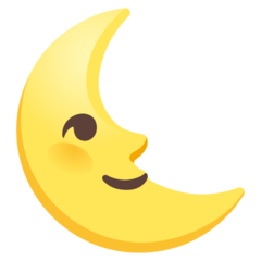 How Last Quarter Moon Face emoji looks on Google.