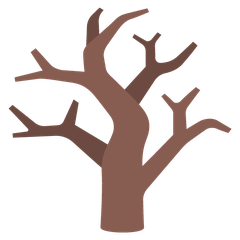 How Leafless Tree emoji looks on Google.