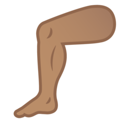 How Leg: Medium Skin Tone emoji looks on Google.