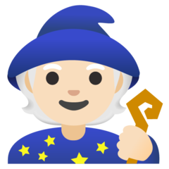 A quoi ressemblent les emoji Mage : peau claire sur Google.