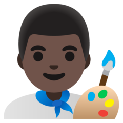 How Man Artist: Dark Skin Tone emoji looks on Google.