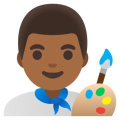 How Man Artist: Medium-Dark Skin Tone emoji looks on Google.