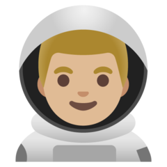 Bagaimana Antariksawan pria: warna kulit cerah-sedang emoji terlihat di Google.