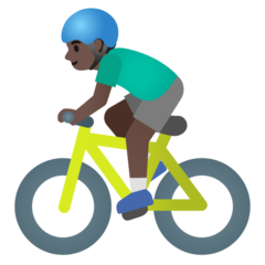 How Man Biking: Dark Skin Tone emoji looks on Google.