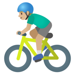 Wie Radfahrer: mittelhelle Hautfarbe Emoji auf Google aussieht.