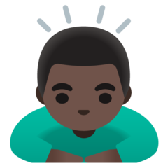 Bagaimana emoji Lelaki menunduk: ton kulit gelap kelihatan di Google.