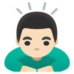 Bagaimana emoji Lelaki menunduk: ton kulit cerah kelihatan di Google.