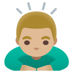 Bagaimana emoji Lelaki menunduk: ton kulit sederhana cerah kelihatan di Google.