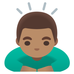 How Man Bowing: Medium Skin Tone emoji looks on Google.