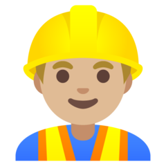 How Man Construction Worker: Medium-Light Skin Tone emoji looks on Google.