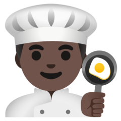 How Man Cook: Dark Skin Tone emoji looks on Google.