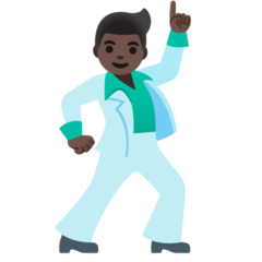 How Man Dancing: Dark Skin Tone emoji looks on Google.