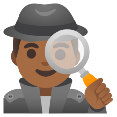 Hoe Mannelijke detective: donkergetinte huidskleur emoji eruit ziet op Google.