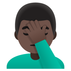 How Man Facepalming: Dark Skin Tone emoji looks on Google.